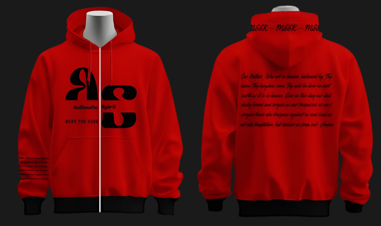 Cotton Fleece Screen Print Pullover Hoodie.(Embroidered “The Lords Prayer”) (4 Colors)
