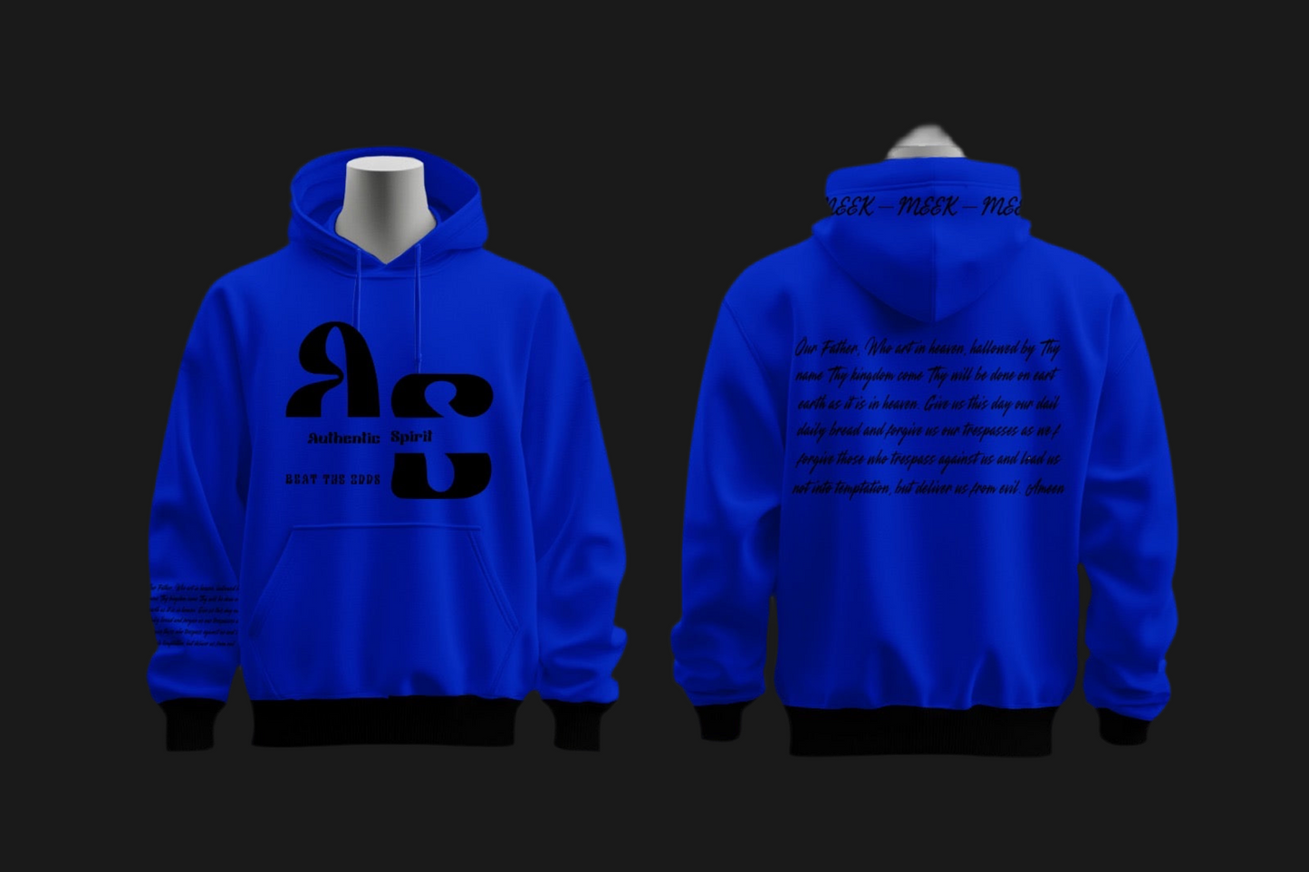 Cotton Fleece Screen Print Pullover Hoodie.(Embroidered “The Lords Prayer”) (4 Colors)